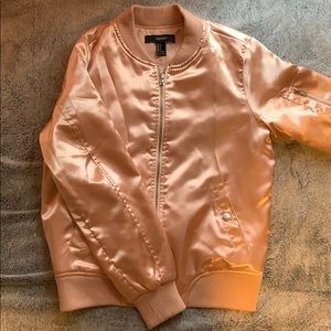 Pink Satin Bomber Jacket